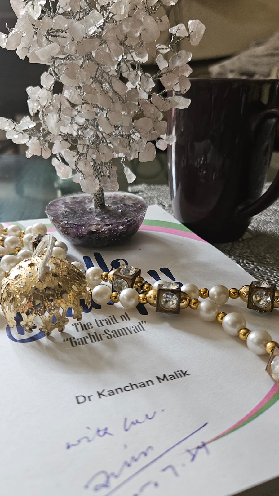 Crystal tree and intention objects from Mihika Sugandham