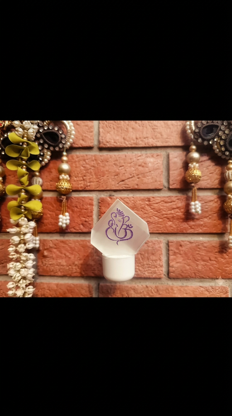 Ganesha selenite lamp from Mihika Sugandham